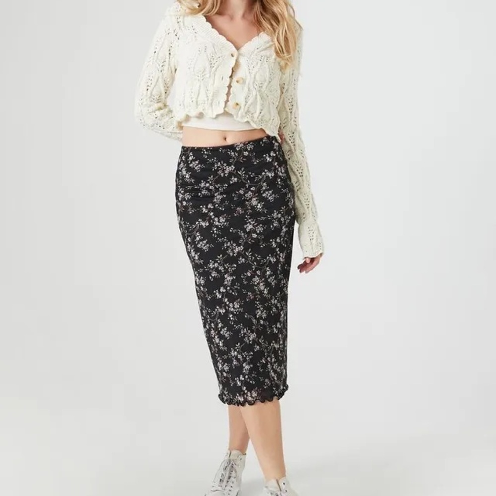 Black Daisy Mesh Skirt